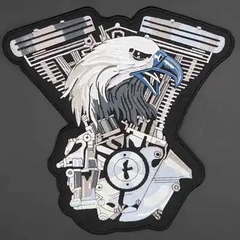 

Large cloth patch Motorcycle locomotive eagle embroidery badge cloth Leather jacket decoration Back High-grade Iron-On