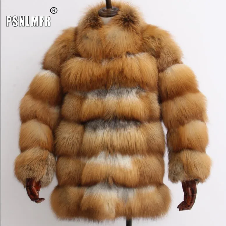 Новинка 2018 г. зимние женские Настоящее red fox пальто с мехом с теплой меховой воротник женский элегантный и пиджаки Весте de fourrure
