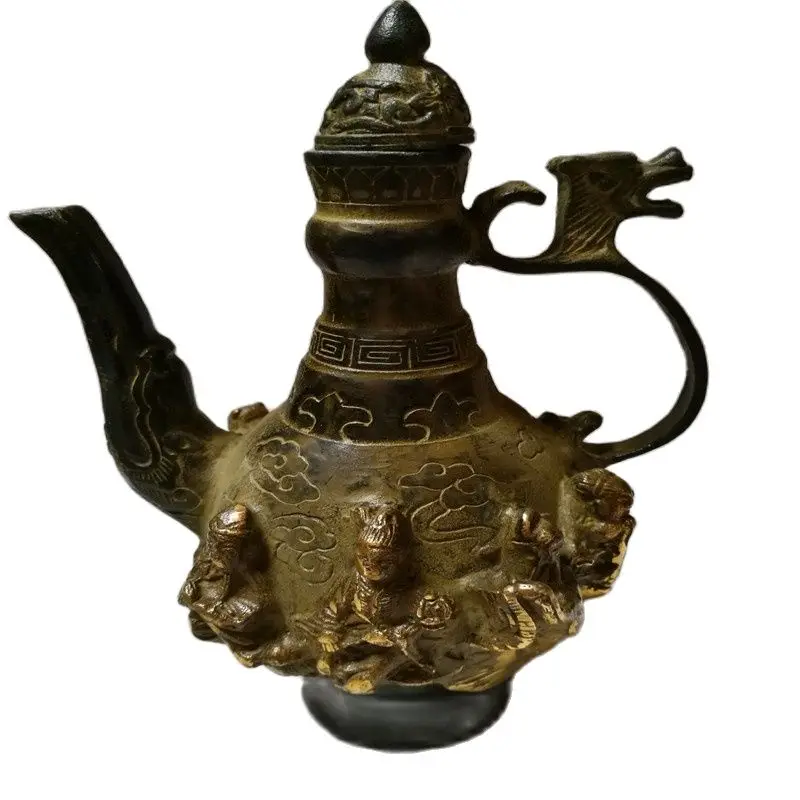 

Ancient Bronze Ornaments Pure Bronze Relief Statue The Eight Immortals Flagon