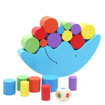 

Baby Early Learning Toy Wood Toy Block Puzzle Moon Balance Game Kids Educational Toys For Children Wooden Balancing Blocks