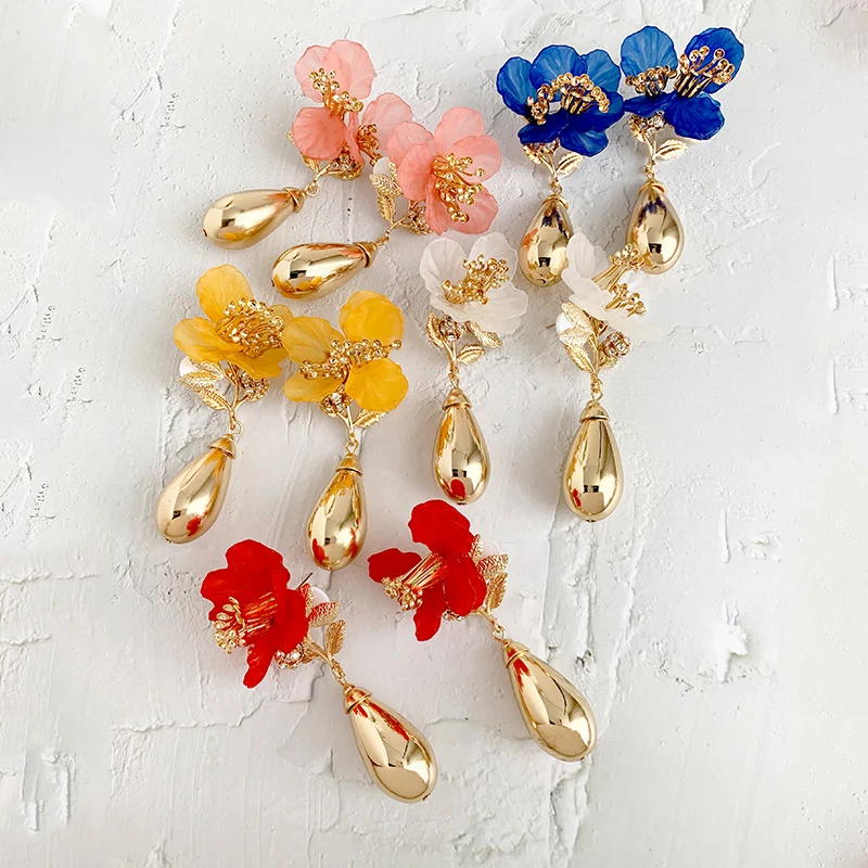 

2019 New Design Fashion Jewelry Elegant big double Flower stud Earrings Summer Style Beach Party Statement earring for woman