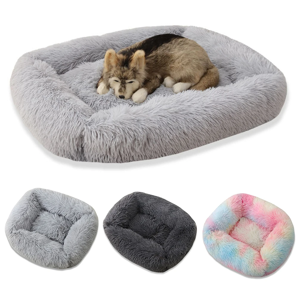 Cat Dogs Bed House Rectangular Soft Long Plush Cat Bed Pet Dogs Bed