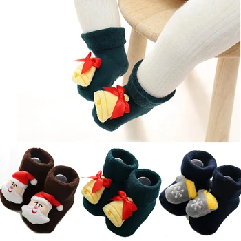 

3PCS/1PC Christmas Kids Baby Girl Boys Winter Anti-Slip Warm Socks Slipper Shoes Boots