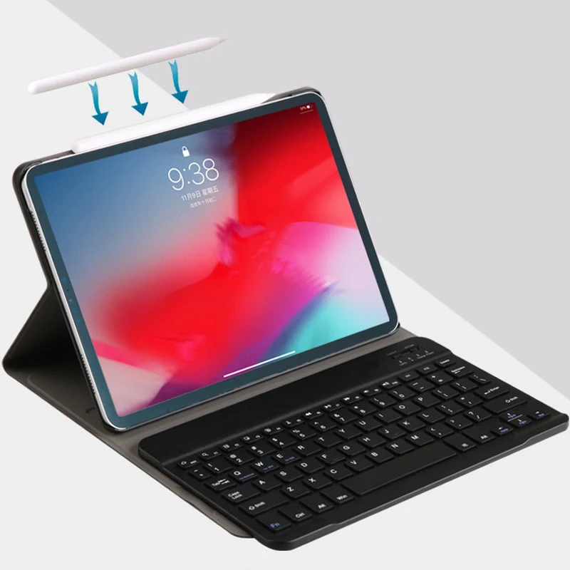Case For New iPad Pro 11 With Wireless Bluetooth Keyboard Smart PU Leather 360 Full Protective Cove