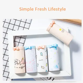 

5PC/Doz Women's Cotton Crotch Mid-waist Triangular Pants Lovely Girl Cotton Fabric Underwear