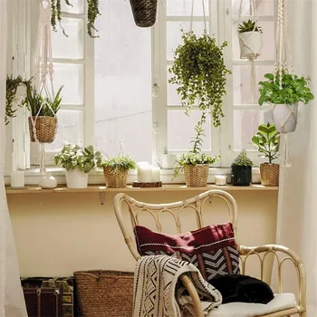 

Hanging Baskets Flowerpot Plant Holder Pot Handmade Macrame Plant Hanger Hanging Flower Basket Rope Set Craft Vintage Decor 2020