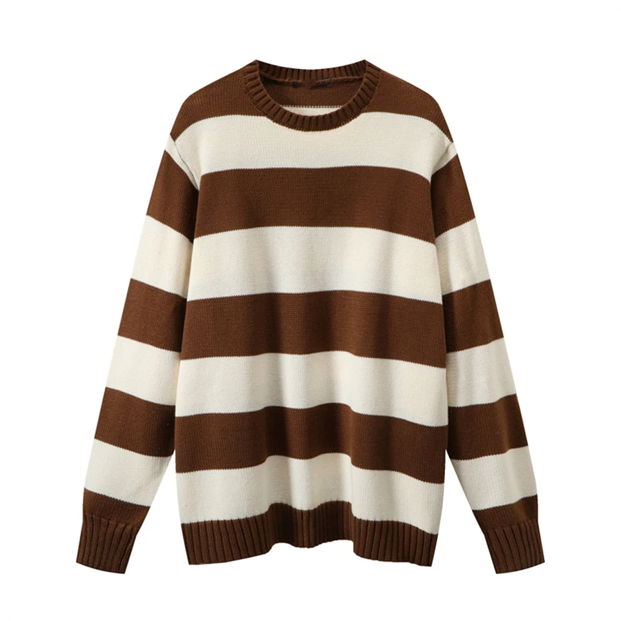 Badut Loose Knit Striped Jumpers in Brown and Rose