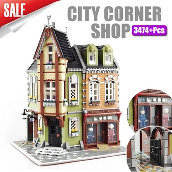 

3474pcs Creator City Street View Cafe Corner Mall Building Blocks Architecture Bricks Set Kids Children Models Toys Gifts