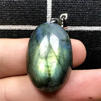 

Top Natural Yellow Light Labradorite Pendant Jewelry For Women Lady Man Crystal 29x20x12mm Beads Egg Shape Moonstone Stone AAAAA