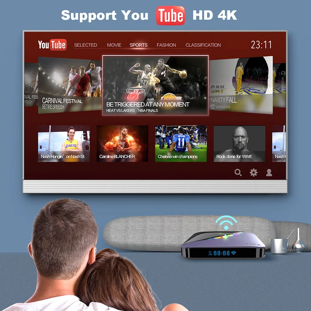 Billig A95x F3 RGB Licht TV Box Android 9.0 Max 4GB 64GB Amlogic S905X3 Smart TV Box 4K USB3.0 h.265 Netflix Youtube Plex Media Server