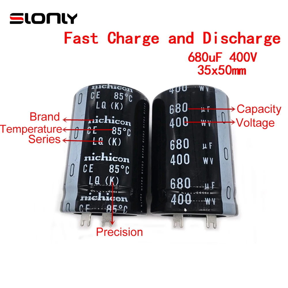 2pcs-14pcs 35X50mm 400V680UF Nichicon LQ Pitch 10mm 85 ℃ Fast Charge and Discharge Electrolytic Capacitors 680UF 400V 35*50m