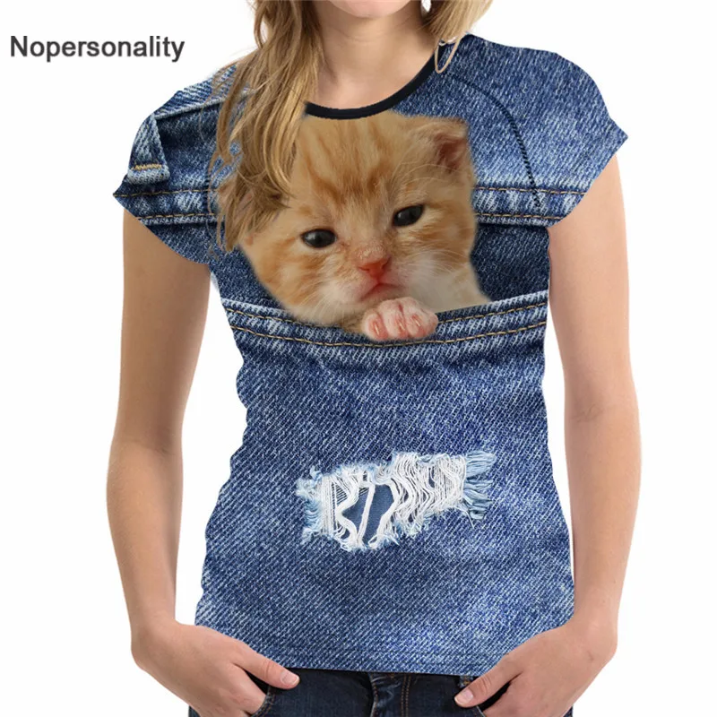 Nopersonality 3D футболка с изображением животного для женщин милые топы собак лето