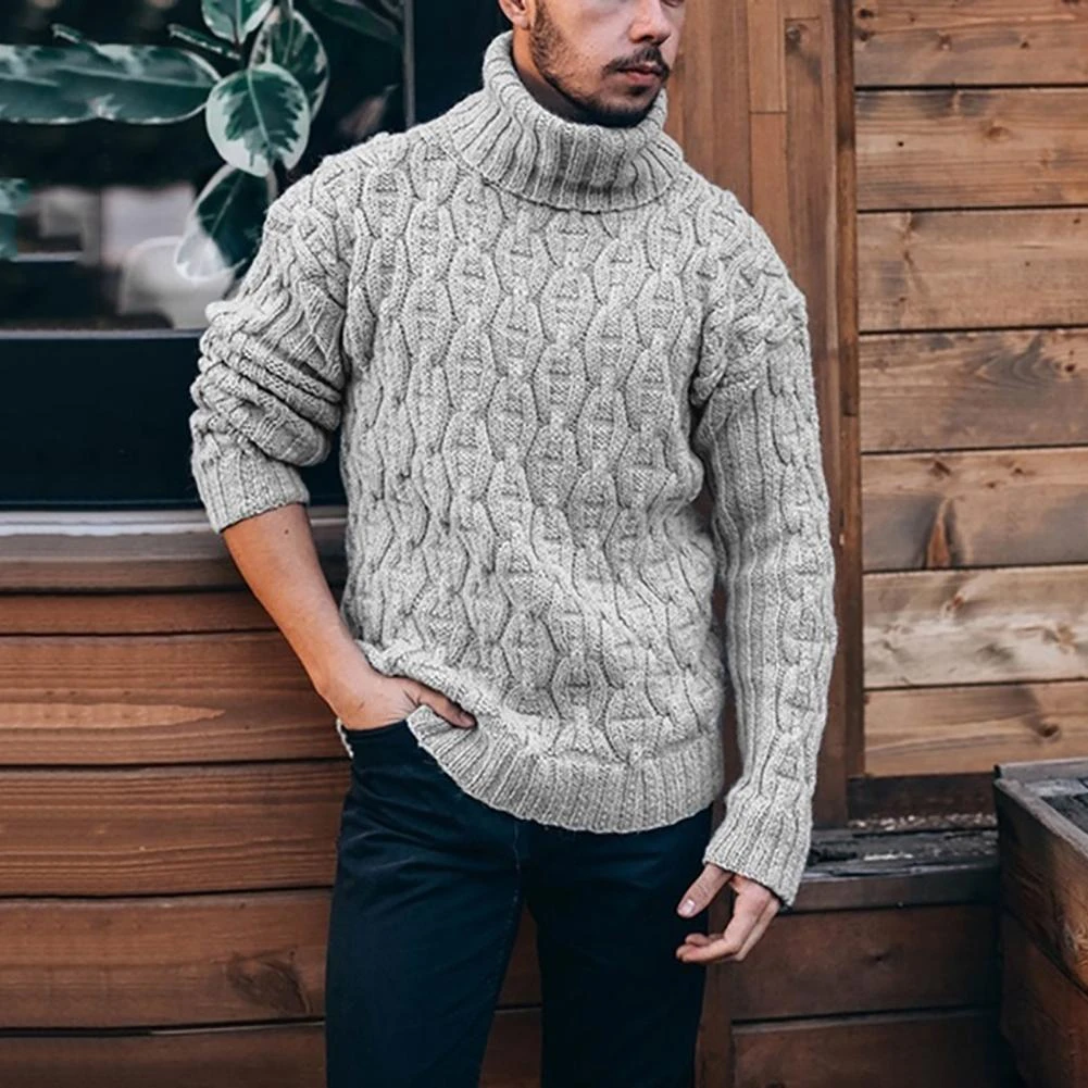 2021 maglioni di lana spessi caldi invernali uomo maglione dolcevita  lavorato a maglia Casual top maglione a costine a manica lunga solido moda  uomo|Pullover| - AliExpress