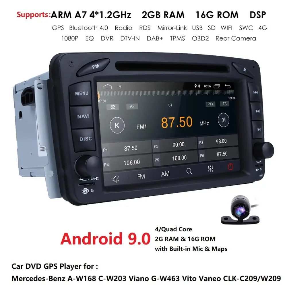 Discount 2DIN Android 9.0 Car dvd multimedia player radio For Mercedes Benz W209 W203 W168 ML W163 W463 Viano W639 Vito GPS Navigation BT 0 Discount 2DIN Android 9.0 Car dvd multimedia player radio For Mercedes Benz W209 W203 W168 ML W163 W463 Viano W639 Vito GPS Navigation BT 0