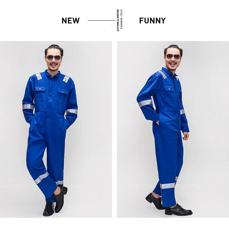 Men Cotton Work Protective Coveralls Reflective Strip Jumpsuit Factory Labor Overalls Multi-pocket Worker Repairman Uniforms 007
