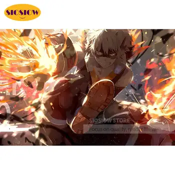 

5d Diamond Embroidery Cross Stitch Bakugou Katsuki Anime My Hero Academia 3d Daimond Painting Kacchan Full Set Decor Room Gifts