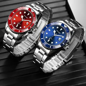 

Red Black Watch for Full Stainless Steel Men's Wrist Watche High Quality Waterproof Men Quartz Clock Top Brand Man Hours B3652