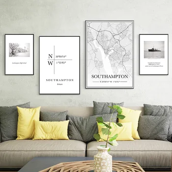 

Southampton Port England Vintage City Map Classic Canvas Paintings Maps Kraft Posters Coated Art Prints Home Decoration Gift