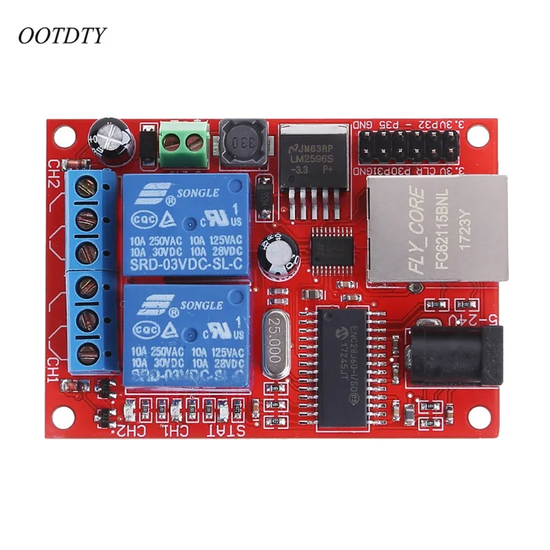 OOTDTY LAN Ethernet 2 способ реле платы переключатель задержки TCP/UDP модуль контроллера веб-сервер