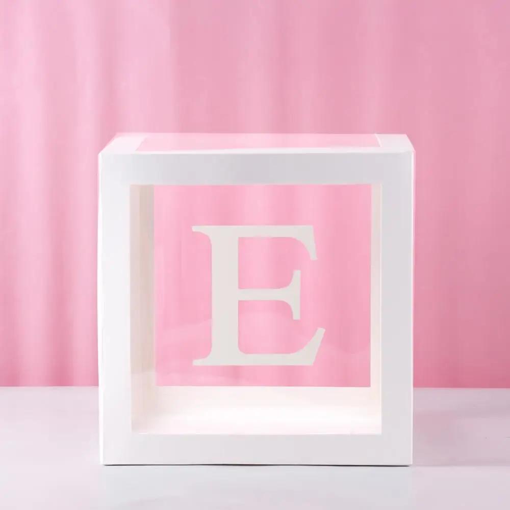 PATIMETE/прозрачная коробка с алфавитом; подарок для мальчиков и девочек; украшения для душа для малышей; декор для крещения, дня рождения, вечеринки; вечерние сувениры для малышей - Цвет: Letter box E