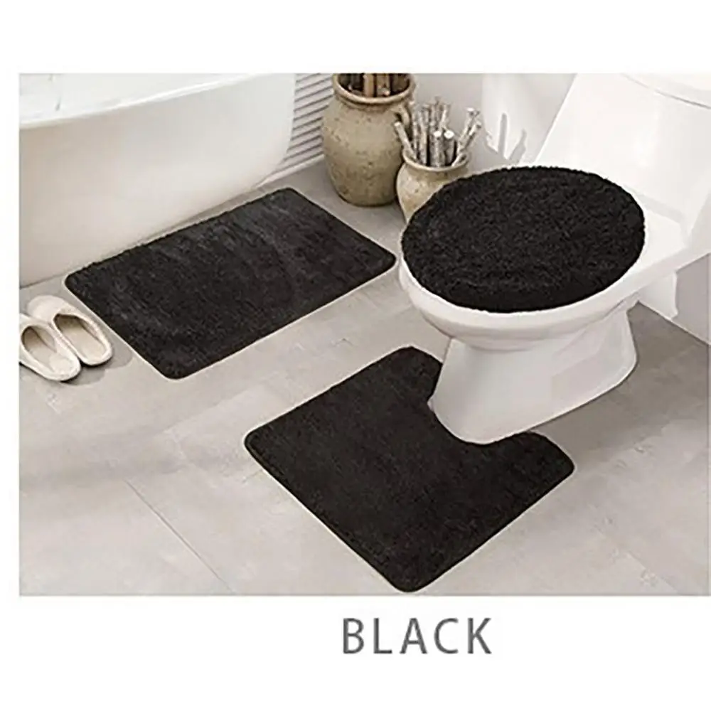 us $26.32 25% off|simple design 3pcs/set modern design solid bathroom rug  set bath mat contour toilet lid cover for home bathroom|toilet seat covers|