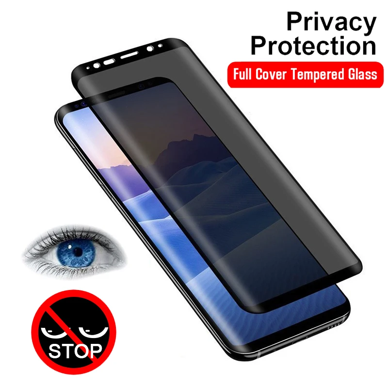 

21D Full Curved Privacy Tempered Glass For Samsung Galaxy S10 S9 S8 Plus Note 8 9 10 Protect Screen Protector Anti Glare Glass