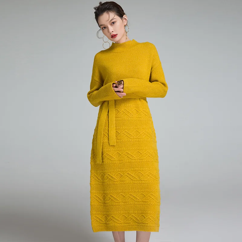 Женское длинное платье Knittd новое зимнее с длинным рукавом и круглым вырезом