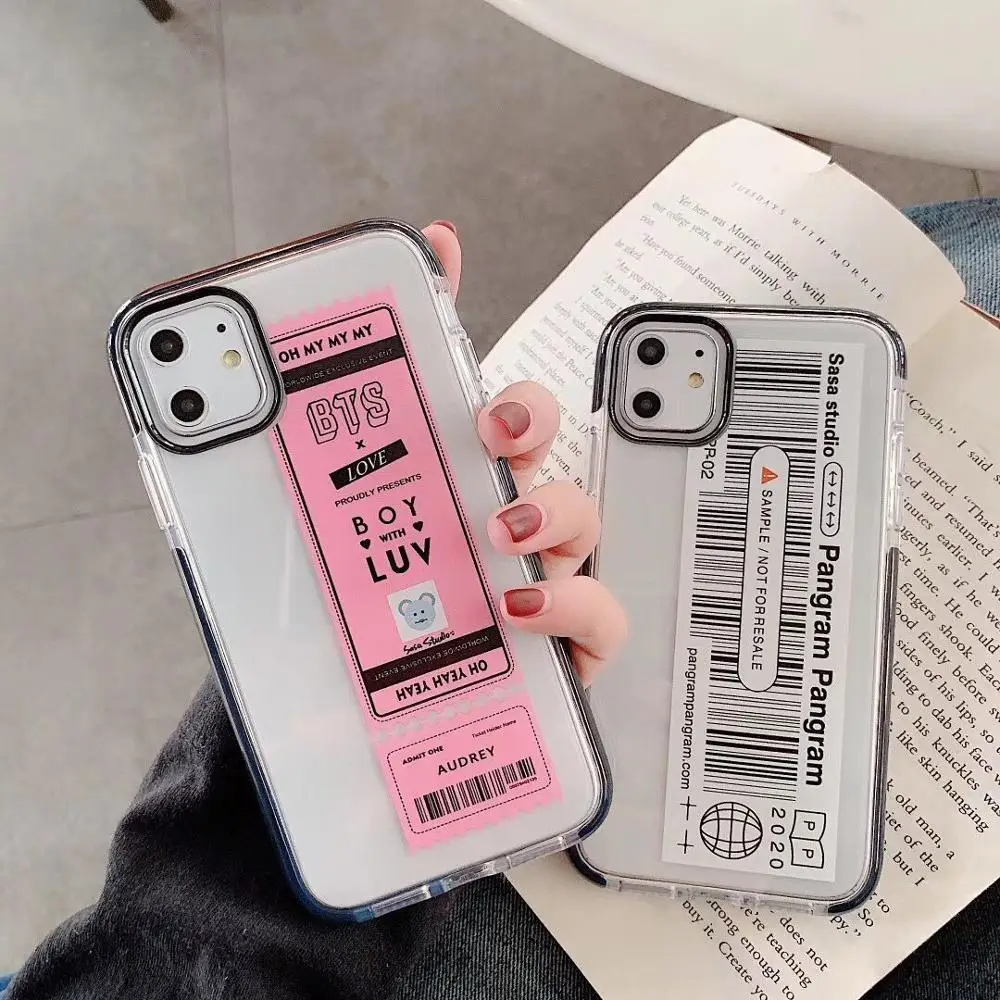 

Fashion Label Pattern Clear Shockproof TPU Case For iPhone 8 7 Plus Back Coque For iPhone 11 Pro Max X XS Max XR Phone Cover
