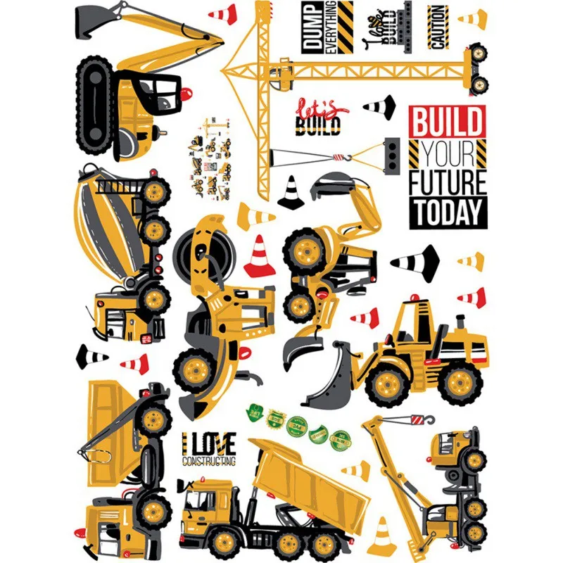 Мультфильм DIY наклейки на стену транспорт автомобили грузовик-экскаватор обои для детской комнаты домашний Декор украшение для комнаты мальчиков художественный настенный плакат
