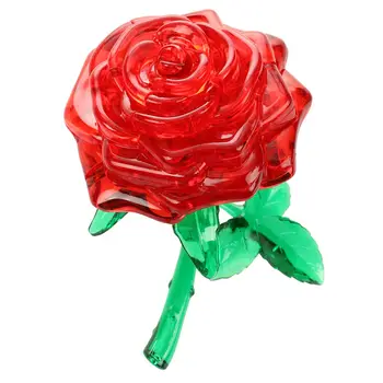 

3D Crystal PuzzleBlock Jigsaw Model DIY Rose IQ Toy Furnish Gift Gadget red
