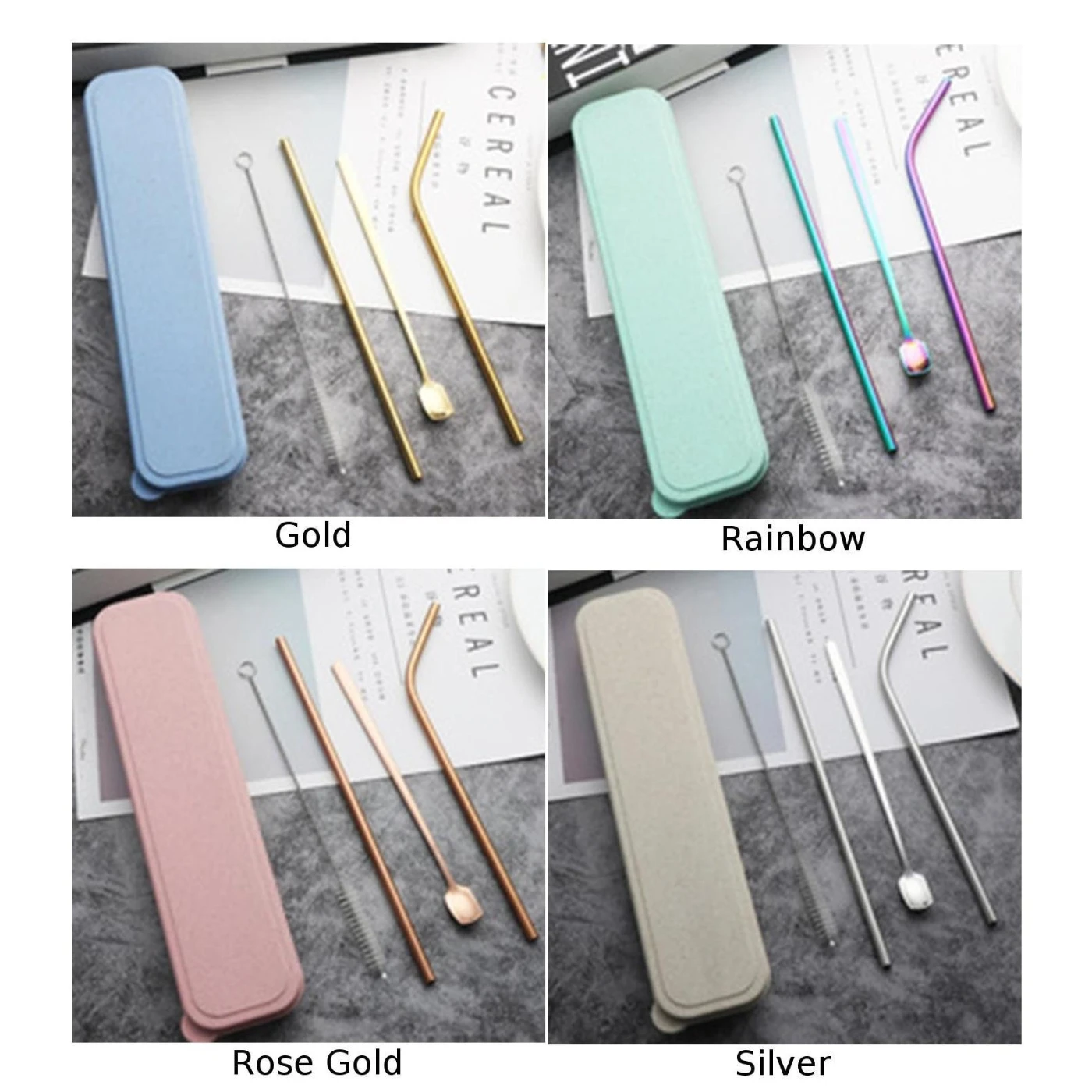 4 шт./компл. питьевой соломы Нержавеющая сталь многоразовые трубочки, щетка для чистки с Lot