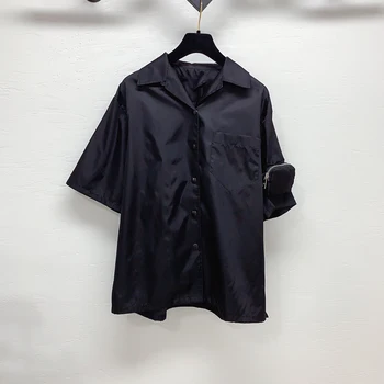 

Black Shirt Blouse Women fashion Short sleeve boho top Lady Plain Casual Blouse Beach style femme