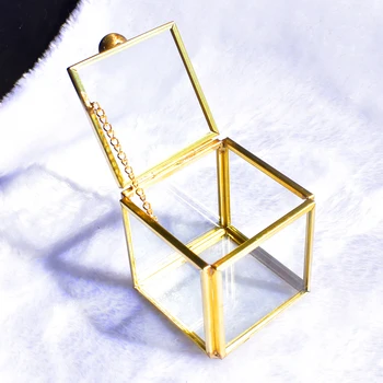 

Mini Glass Metal Gift Box Wedding Party Ring Box Birthday Party boite cadeau Transparent Christmas Gift Box For Girlfriend