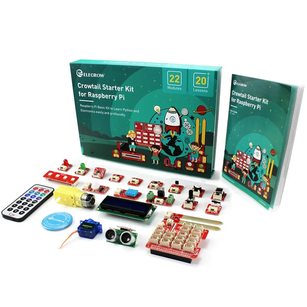 Elecrow Crowtail Starter Kit Per Raspberry Pi Plug And Play Kit Sensore Fai Da Te Con 22 Moduli Per Progetto Di Apprendimento E Programmazione