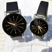 Lovers' reloj de cuarzo para hombre y mujer, pulsera de cuero PU de estilo Casual Simple, esfera redonda, para parejas