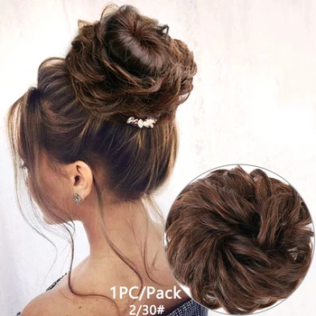 

Messy Hair Bun For Women hairpiece Extensions Synthetic wig Ring Wrap Chignon Black Brown High Temperature Fiber