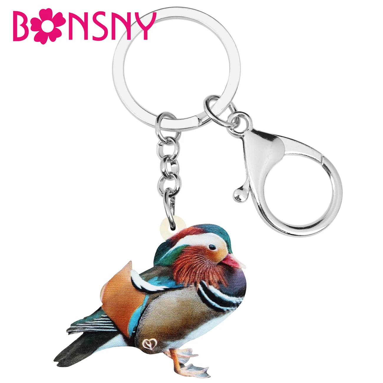 Bonsny Acrylic Mandarin Duck Keychains Lovely Bird Animal Keyring Jewelry For Women Girls Lover Novelty Gifts Handbag Decoration | Украшения