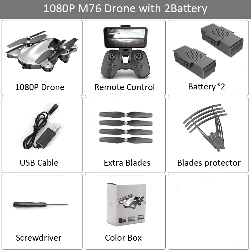 LAUMOX M76 складной Профессиональный радиоуправляемый Дрон с 4K 1080P HD камерой WiFi FPV оптический поток дроны RC Квадрокоптер VS SG106 Xs816 - Цвет: M76 1080P 2B BX