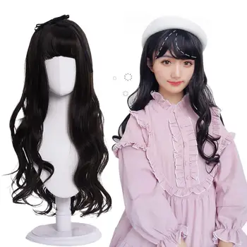 

Long Wavy Curly Wig With Air Bangs Silky Full Heat Synthetic Looking Resistant Machine For Cosplay For Women - Wig Natural S1C9