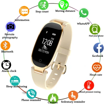 

S3 Electronic Watch 2020 New Stylish Women Bluetooth Waterproof Heart Rate Monitor Sports Smartwatch Band For IOS Android