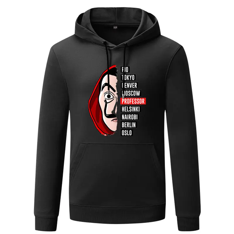 

2019 New Arrival La Casa De Papel Print Men Hoodies Hooded Sweatshirts Poleron Hombre Money Heist The Paper House Casual Man
