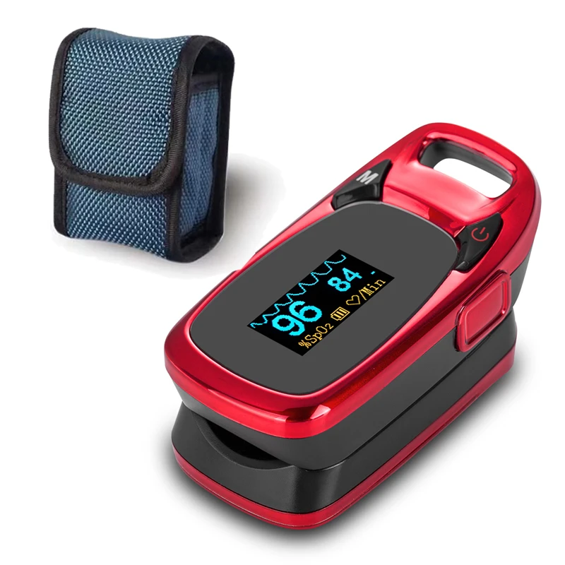 red with case Цифровой Пальчиковый Пульсоксиметр De Dedo Pulso Oximetro Saturometro SPO2 PR портативный Pulsi oximetro FDA CE утвержден - Цвет: red with case