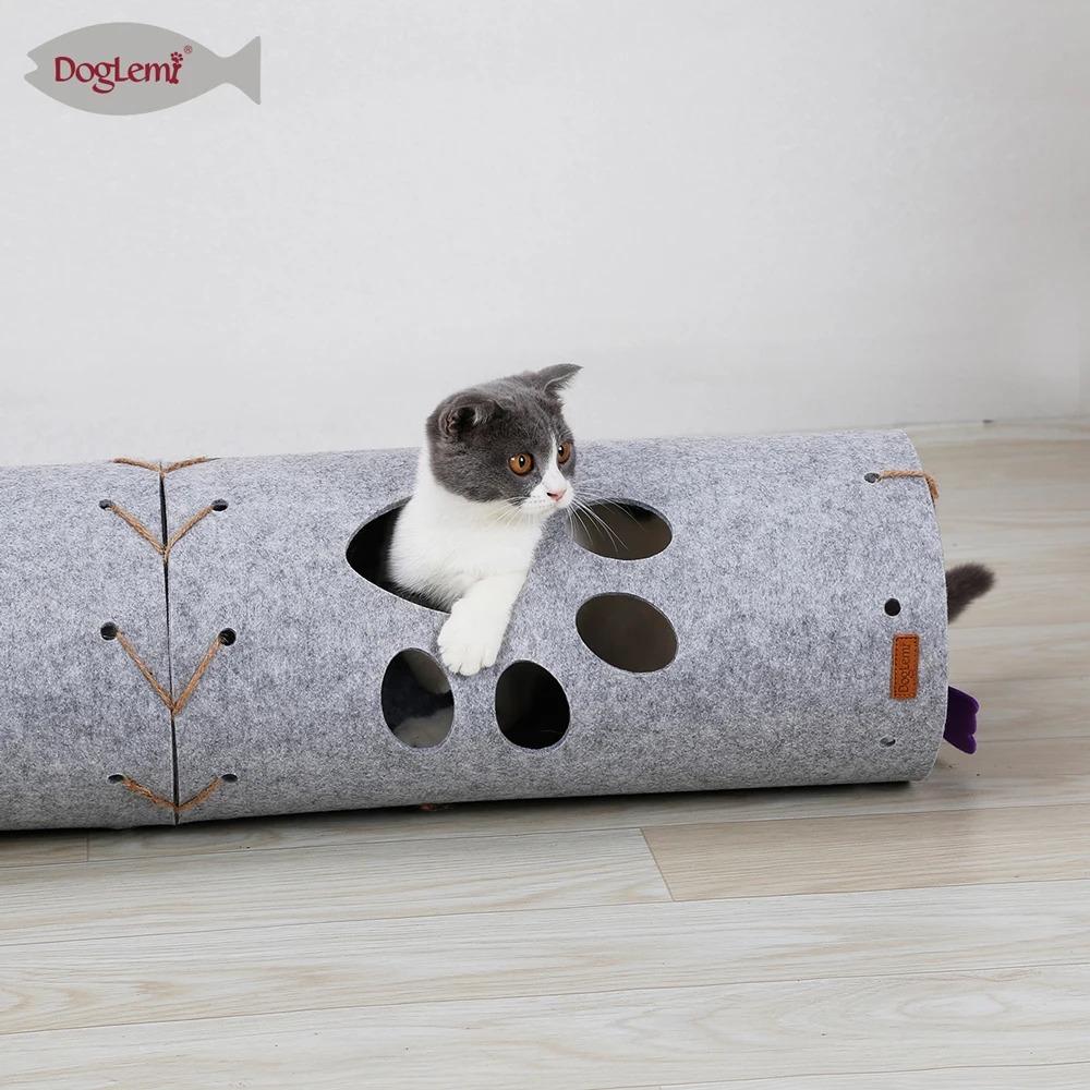 DIY туннель для кошек, коврик из натурального войлока, Плетенный кошачий игровой котенок, туннель, сшивание, складной Кот с открытым отверстием, игрушки для домашних животных, туннель, товары для домашних животных