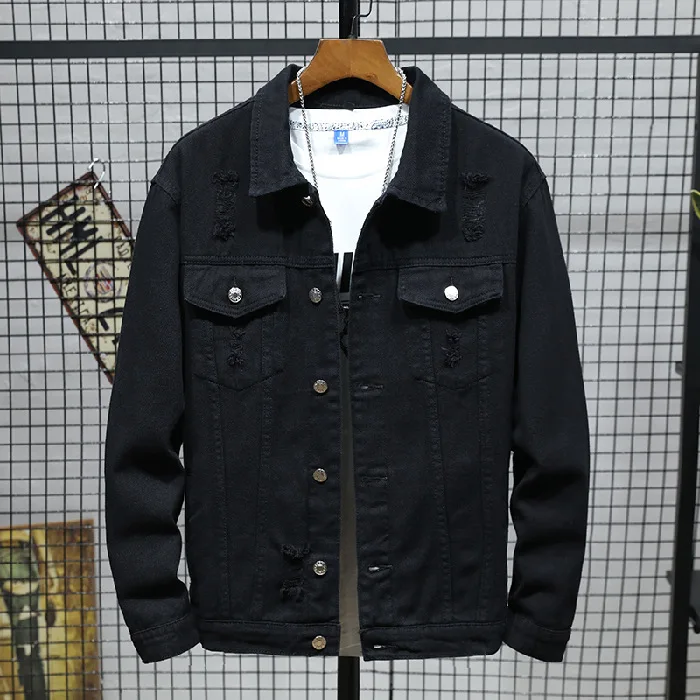 

2020 Spring New Style with Holes Jeans Coat MEN'S Jacket Trend Loose-Fit MEN'S Top Network Red Jacket