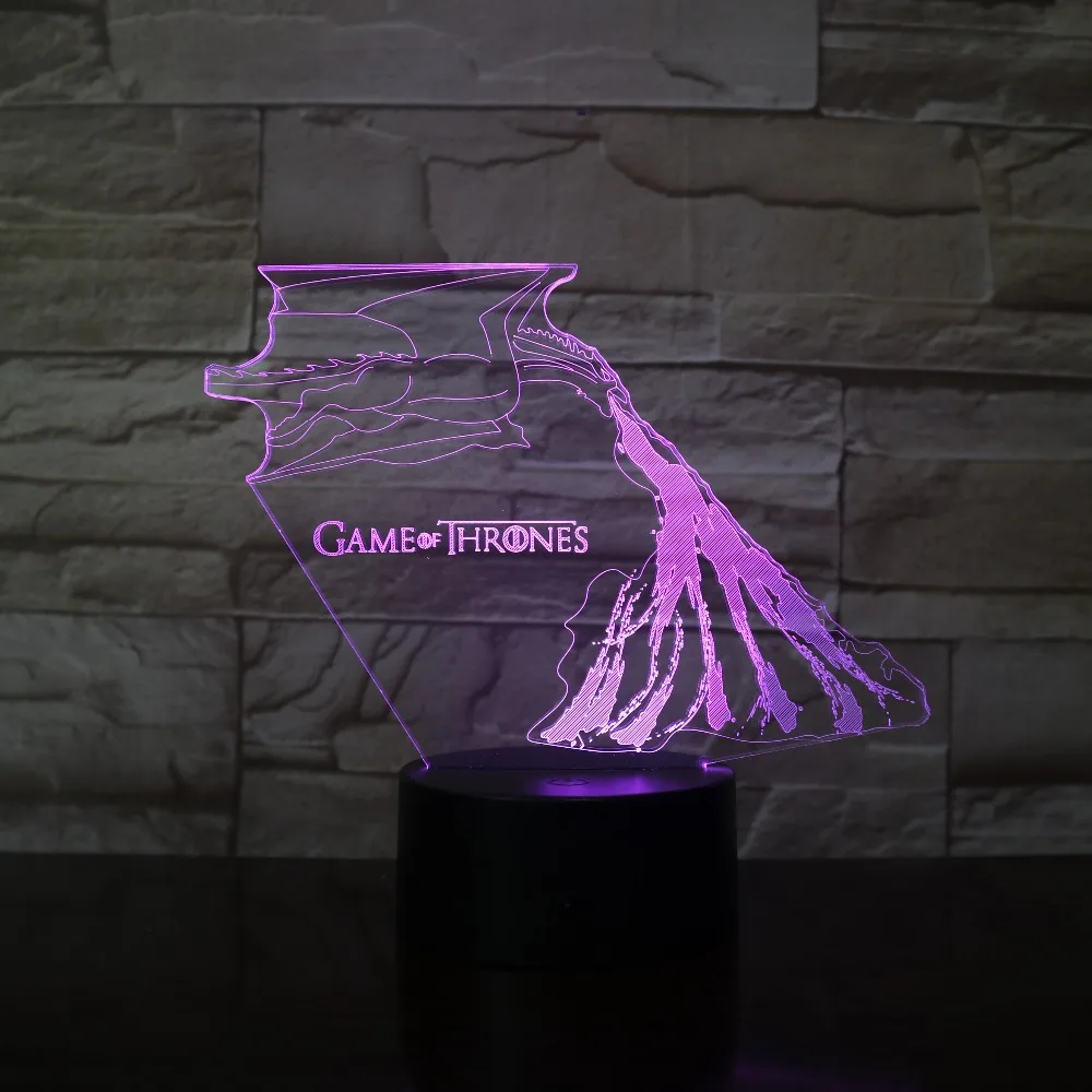 [Seven Neon] дракон Огненный Дракон акриловая 7 цветов Настольная лампа 3D лампа детский подарок Новинка Светодиодный Ночник светильник Сокол миллениума светильник