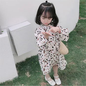 

WLG girls princess dress kids floral printed white red cute dresses baby autumn spring party clothes
