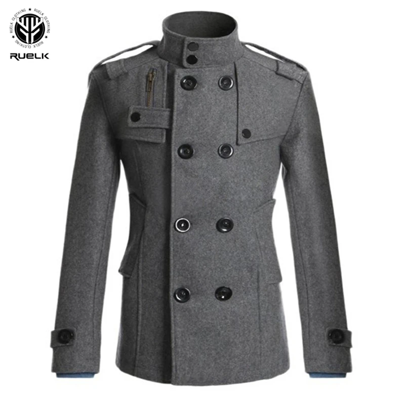 RUELK Men's Autumn And winter Jacket 2020 Mid-Length Windbreaker Classic Solid Color Printed Thick Double-Breasted Men Clothes RUELK Men's Autumn And winter Jacket 2020 Mid-Length Windbreaker Classic Solid Color Printed Thick Double-Breasted Men Clothes
