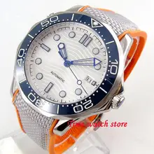 41 мм BLiger механические часы для мужчин водонепроницаемый белый пульсационный Циферблат резиновый браслет керамический ободок светящийся сапфир MIYOTA Auto b2