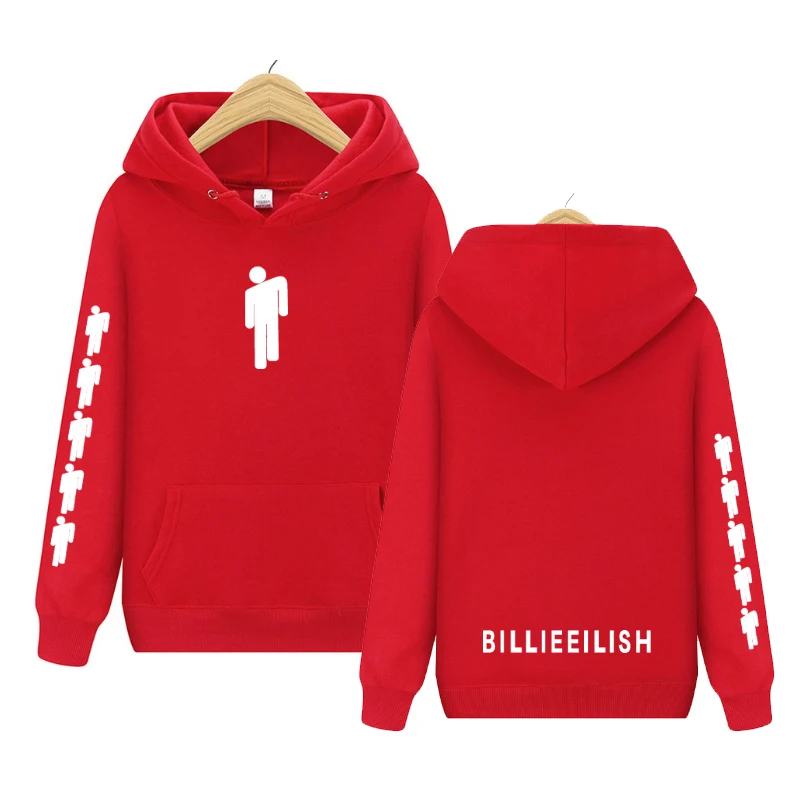 Лидер продаж Billie Eilish модные толстовки с принтом женские/мужские толстовки с капюшоном и длинным рукавом Повседневные трендовые уличные толстовки - Цвет: red2