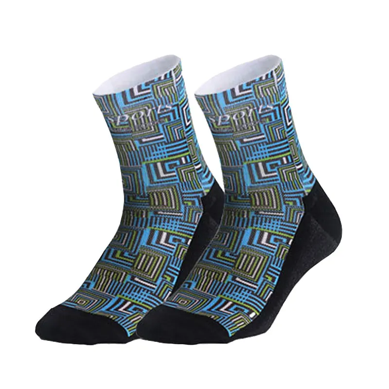 Professional Brand Cycling Socks Breathable Protect Feet Colored Printing Sport Socks High Quality Bicycle Bike Running Socks